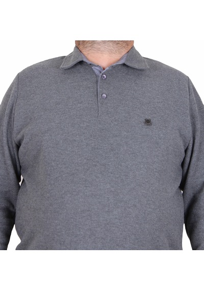 Moc Grande Mocgrande Erkek Büyük Beden Polo Yaka Sweat Orjinal 24409 Antrasit Melanj Moc Grande Mocgrande Erkek Büyük Beden Polo Yaka Sweat Orjinal 24409 Antrasit Melanj