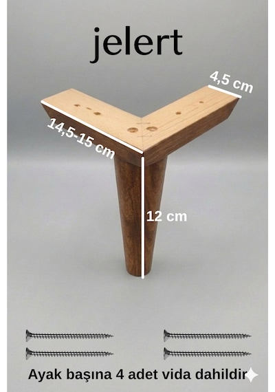 Masif Gürgen Ahşap 12 Cm Koyu Ceviz-4'lü, Mobilya Yükseltme Ayağı, Robot Süpürge Uyumlu, 1. Sınıf Gürgen Ağacı, Kanepe Berjer Koltuk Tv Ünitesi Yükseltici Ayak