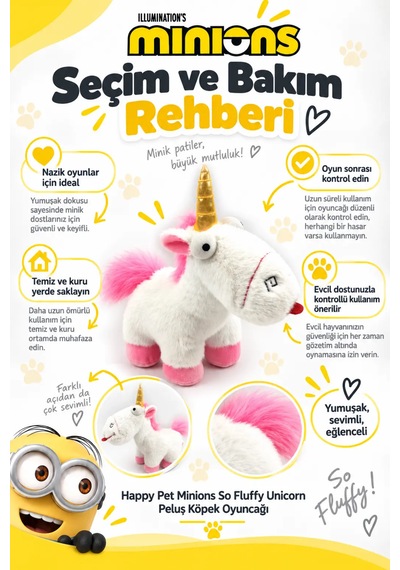 Happy Pet Minions So Fluffy Unicorn Lisanslı Peluş Köpek Oyuncağı