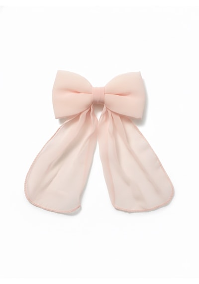 Jz Shop Uzun Kuyruklu Şifon Fiyonk Klipsli Toka Açık Pembe