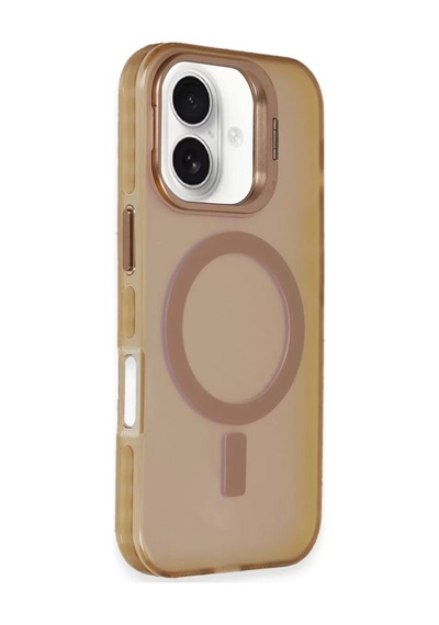Newface Apple Uyumlu iPhone 16 Plus Kılıf Primera Magsafe Standlı Kapak - Gold Altın