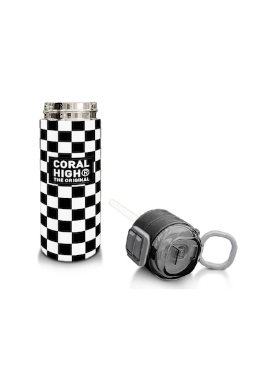 Coral High Kids Siyah Beyaz Dama Desenli Pipetli Ve Direkt İçim Çelik Termos 500 Ml 31877 Siyah - Beyaz