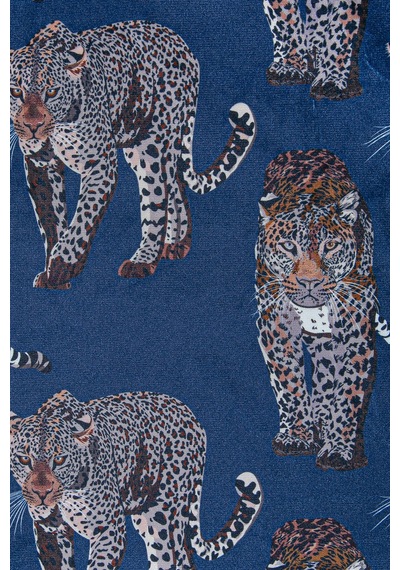 Leopar Kadife Kırlent Kılıfı Lacivert 45x45 Lacivert