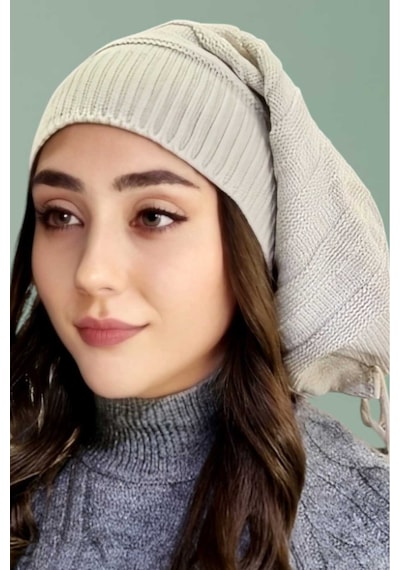 Tezzgelsin Kadın Kışlık Triko Örgü Bere Ve Boyunluk Bej