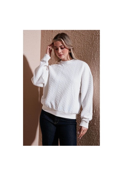 Fashion Friends Oversize Bisiklet Yaka Ekru Kadın Sweatshirt 25k0141k1