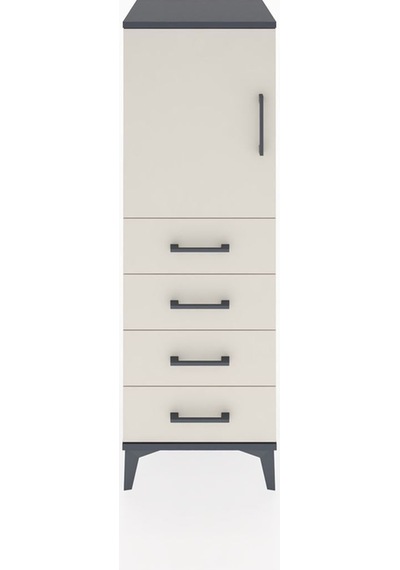 Hyperion Dolap 2 Raflı 4 Çekmeceli Tek Kapaklı 44x44x134 Antrasit-aytaşı Antrasit