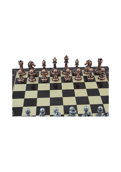 Metal Klasik Satranç Takımı Antik Ve Ceviz Desenli Mdf Ahşap Sat
