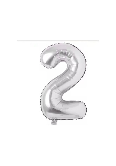 2 Rakamı Folyo Gümüş Folyo Balon 76cm 34 Karışık Renkli