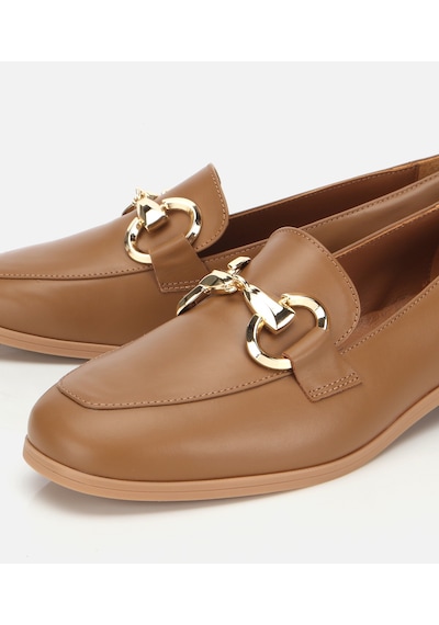 Hotiç Kadın Deri Kahverengi Tokalı Klasik Loafer