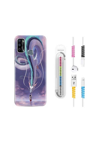 Infinix Hot 9 Play Kılıf Kablo Koruyuculu Kız Ve Ejderha 1742