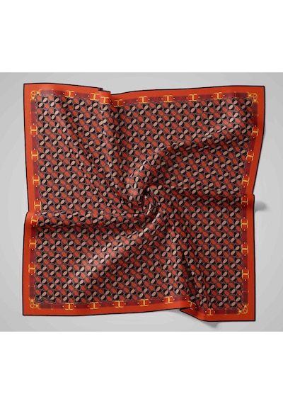 Silk Home Twill İpek Eşarp 11481-24 Siyah, Kırmızı, Gül Kurusu, Pudra