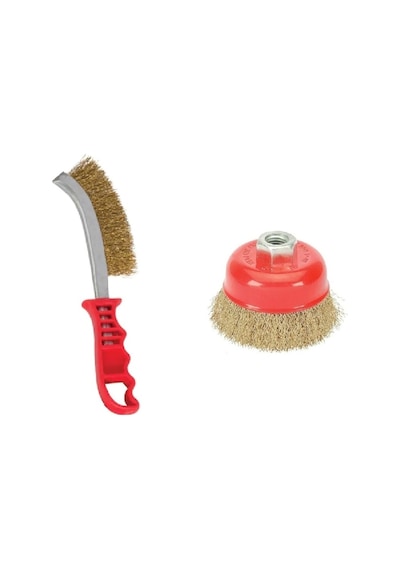 2 Li Saplı Tel Fırça Emka Çanak Fırça Seti 100 Mm
