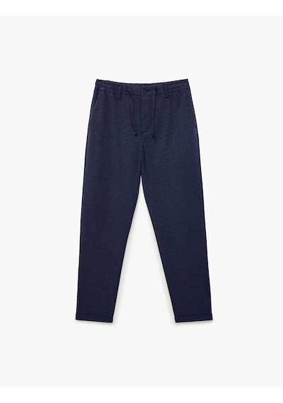 Koton Duble Paça Cepli Viskon Karışımlı Beli Bağcıklı Düğmeli Yazlık Kumaş Pantolon Lacivert 6sam40037nw