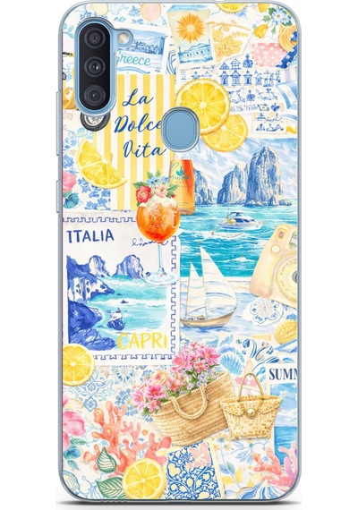 Samsung Galaxy A11-m11 Uyumlu La Dolce Vita İtalyan Rüyası Baskılı Silikon Kılıf Renkli