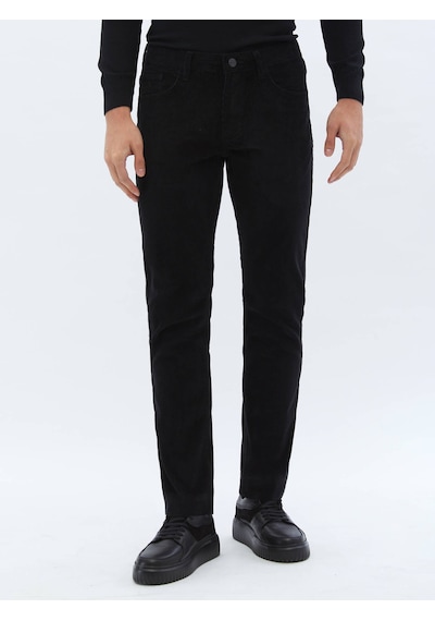 Kip Siyah Dokuma Slim Fit Kadife Casual Pamuk Karışımlı Pantolon 687357 Siyah