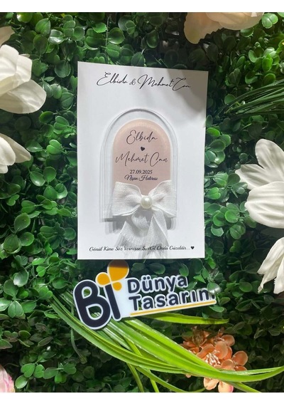 Uv Baskı Pleksi Magnet Söz, Nişan, Nikah, Düğün, Kına, Doğum Günü 10 Adet Altın-Pembe