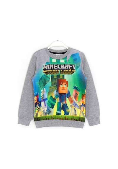Minecraft Story Mode Baskılı Erkek Çocuk Sweatshirt 5 - 14 Yaş Gri
