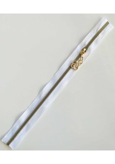 Angel Çanta Aksesuar Başlıklı Fermuar 40 Cm Light Gold Metal Beyaz