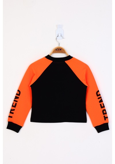 Toontoy Kız Çocuk Stunnig Collar Baskılı Sweatshirt Siyah
