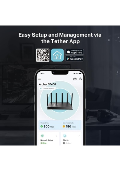 Archer Be400 Dual-band Wi-fi 7 Router Fiber Destekli Be6500 Mbps 1 2.5 Gbps Wan + 1 2.5 Gbps Lan + 3 1 Gbps Port 5ghz Vpn Destekli Easymesh Uyumlu Homeshield