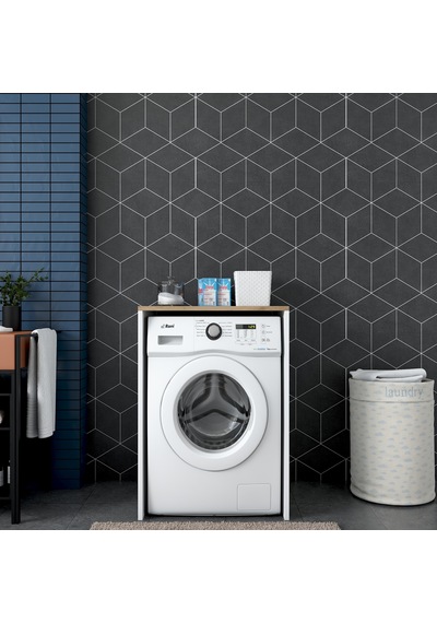 Rani Kd103 Çamaşır Makinesi Dolabı Banyo Dolabı Beyaz - S. Ceviz Beyaz