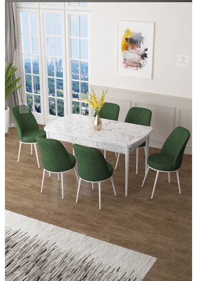 Canisa Concept Zen Serisi 80x132 Mdf Açılabilir Beyaz Mermer Desen Masa Takımı Ve 6 Haki Yeşil Sandalye Masa Beyaz/sandalyeler Haki Yeşili Canisa Concept Zen Serisi 80x132 Mdf Açılabilir Beyaz Mermer Desen Masa Takımı Ve 6 Haki Yeşil Sandalye Masa Beyaz/sandalyeler Haki Yeşili