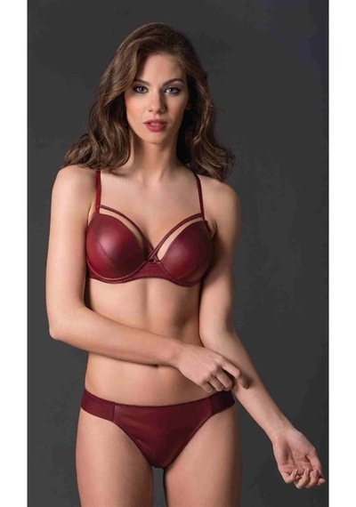 Magic Form 4759 Deri Görünüm Kumaşlı İnce Süngerli Sütyen - Bordo Bordo