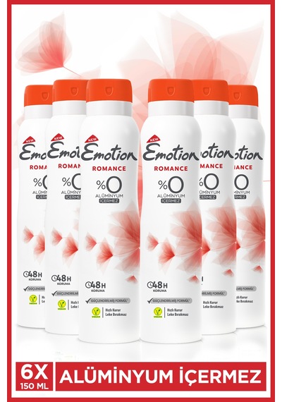 Romance Kadın Vegan Deodorant 6x150ML Hızlı Kurur, Leke Bırakmaz