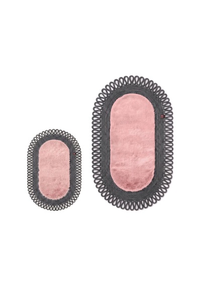 Banyo Paspası Takımı 60x100+40x60 Cm Dış Trikot Pembe & Antrasit Gri