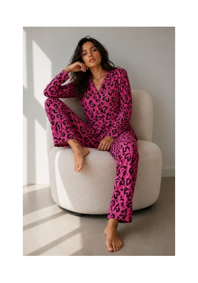Fit Women Kadın Uzun Kol Pamuklu Lila Pijama Takımı