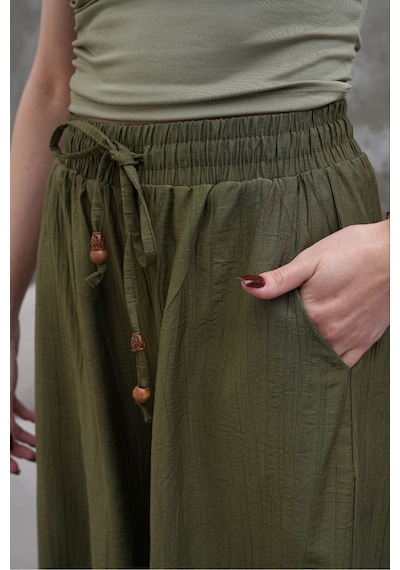 Rawea Kadın Modal Kumaş Etek Pantolon - Oversize & Geniş Paça Haki