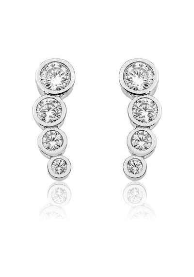 Gümüş 4 Taş Küpe 14 MM Gümüş