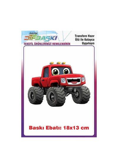 Kırmızı Araba Ütü İle Yapışan Tişört Tekstil Baskı 2945