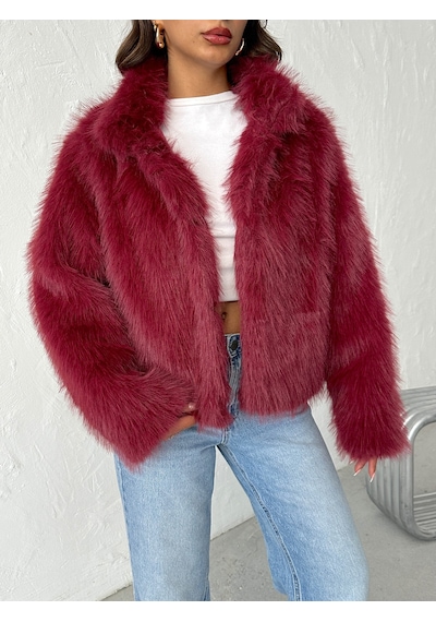 Verymoda Suni Kürk Kadın Mont- F1820 Bordo