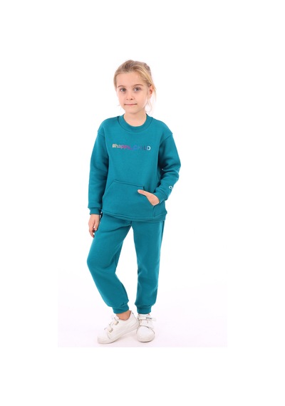 Toontoy Unisex Çocuk Baskılı Sweatshirt Petrol Mavi