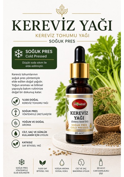Kereviz Yağı 20 Ml Bitkisel Aromatik Bakım Yağı Cilt Saç Ve Günlük Kullanım İçin Yoğun Koku
