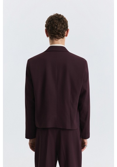 Antioch Crop Fit Blazer Ceket Bordo