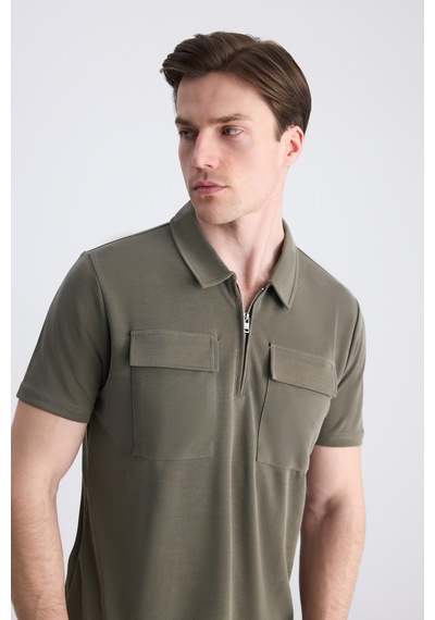 Twn Slim Fit Haki Düz Modal T-shirt 4ec1459811112 H01