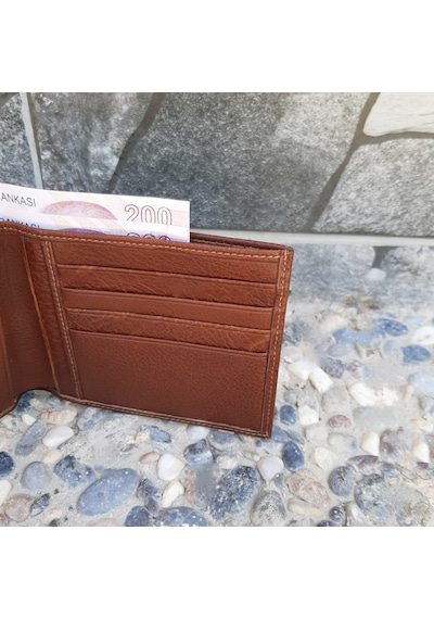 Gvnbag Hakiki Deri Erkek Yatay Büyük Boy Taba Cüzdan Gvn-0136