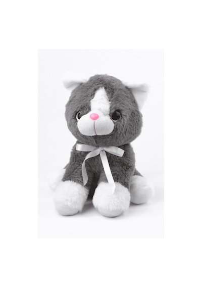 Peluş Oyuncak Oturan Kedi Çift Renkli 30 Cm - Gri Beyaz