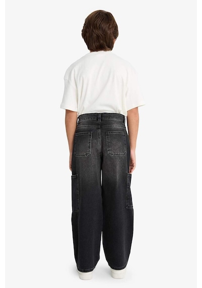 Defacto Erkek Çocuk Barrel Fit Düz Paça Jean Pantolon G1649a825aunm40 Siyah
