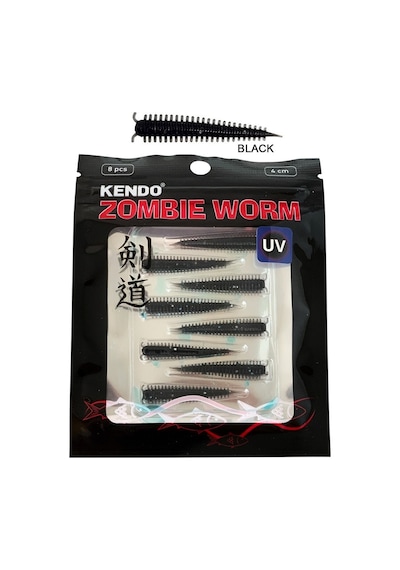 Kendo Zombie Worm Lrf Silikonu 4cm 8'li Paket Yaban Mersini Kokulu İğnesiz