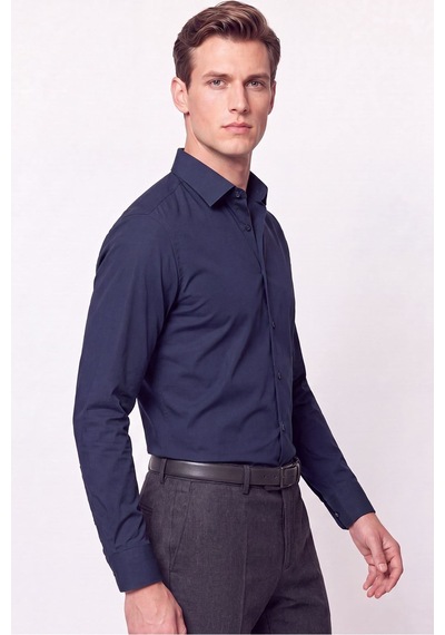 Slim Fit Pamuklu Lacivert Gömlek G 1607