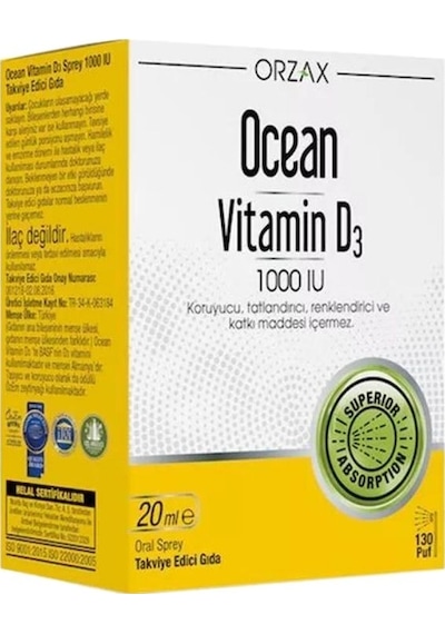 Ocean Vitamin D3 1000 IU Sprey 20 ML  3 Adet