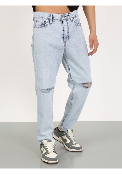 Boyfriend Diz Yırtık Buz Mavi Jean-buz Mavi - 34 Buz Mavi