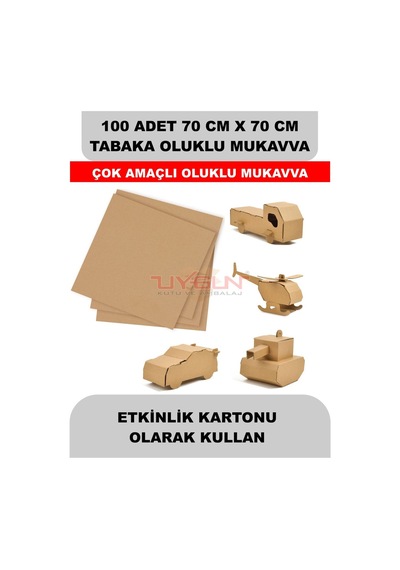 100 Adet 70cm X 70cm Baskısız Tabaka Oluklu Mukavva, Çocuk Etkinlik Kartonu, Maket Kartonu, Kargo Kartonu