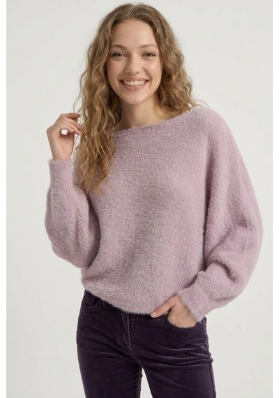 Neden Tekstil Kadın Lila Yumuşak Dokulu Oversize Triko Kazak