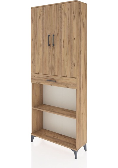 Arges Dolap 4 Raflı Tek Çekmeceli 2 Kapaklı 88x30x221 Çam-çam Çam