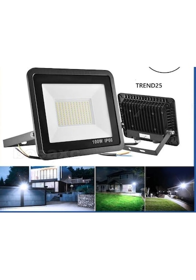 220 Volt-100 W 6500k Ip66 150 Işık Açısı Siyah Slim Kasa Beyaz Led Projektör Ürün %100 Yerli Türk Malı 100