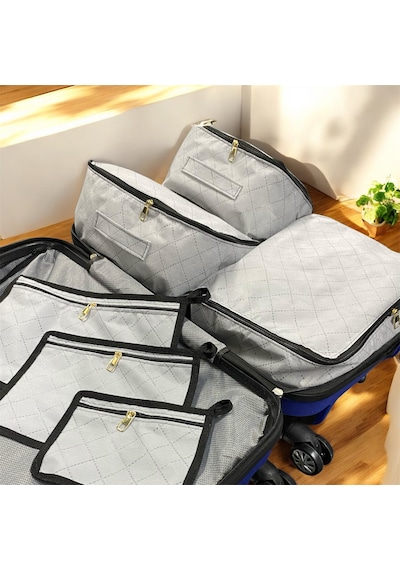 6'lı Valiz Düzenleyici Bavul Içi Organizer Set Seyahat Hurcu Gri